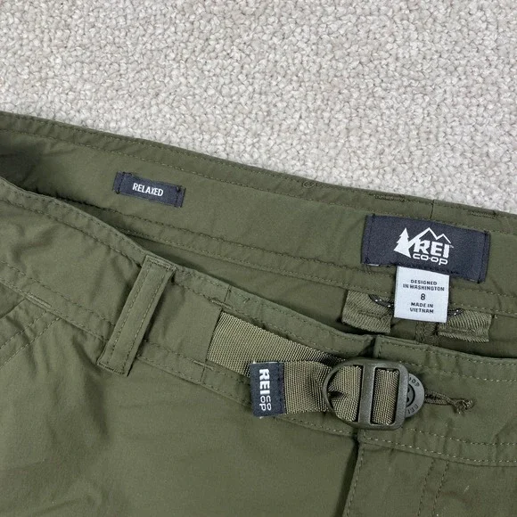 REI Co-op Womens 8 Sahara Cargo Shorts Green Relaxed Fit Hiking Belted Outdoor - Picture 4 of 10